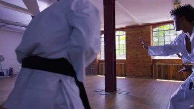 Dövüş sanatları savaşçı nunchaku kullanır