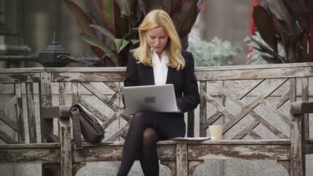 Femme d'affaires travaillant sur un ordinateur portable — Video