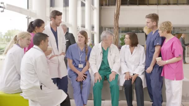 Equipe médica tendo uma discussão em grupo — Vídeo de Stock