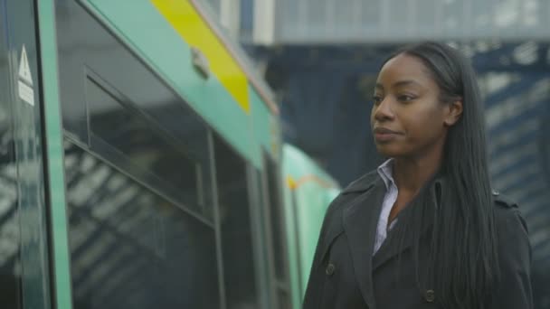 列車に乗る女性 — ストック動画