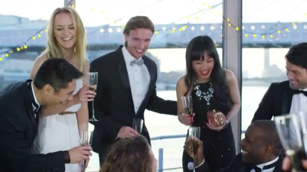 Freunde trinken Champagner — Stockvideo