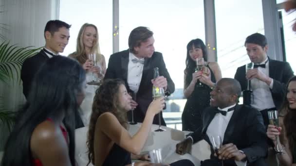 Amici che bevono champagne — Video Stock