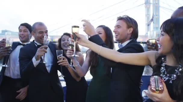 Vänner dricka champagne — Stockvideo