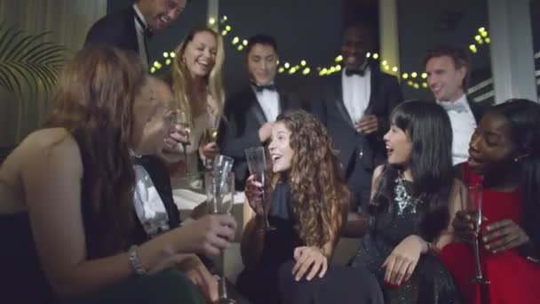 Friends drinking champagne — Stock Video