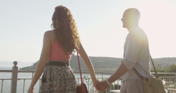 Couple standing beside the sea — Stock Video