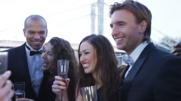 Friends drinking champagne — Stock Video