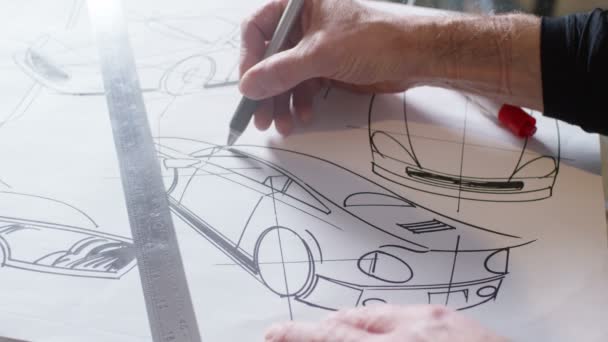 Mani disegno disegni di design automobilistico — Video Stock