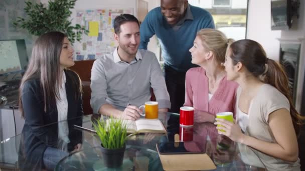 Lächelndes Geschäftsteam bei einem Meeting — Stockvideo