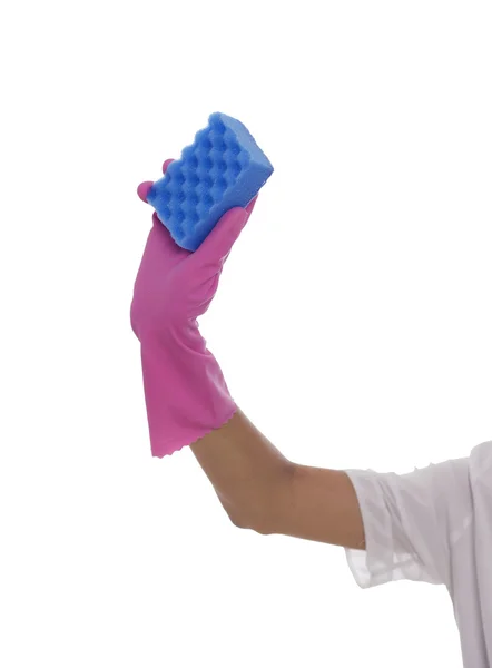 Hand with cleaning sponge — Stock Photo, Image