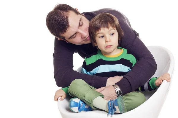 Pai e seu filho doloroso — Fotografia de Stock