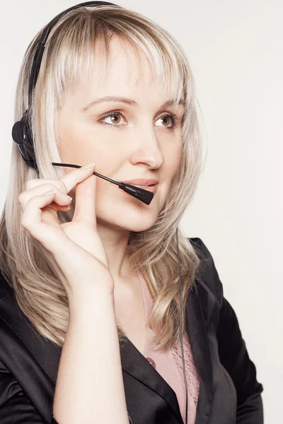 Beautiful woman operator with head-set — Stock Photo, Image