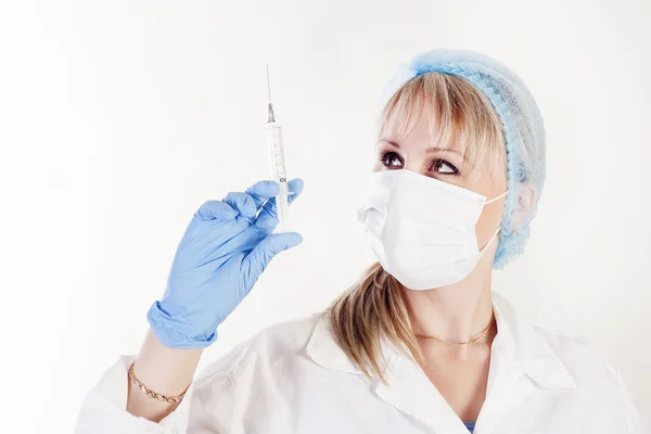 Young pretty doctor with syringe — Stock Photo, Image