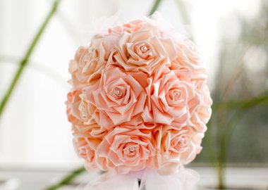 Pembe gül buketi düğün fotoğrafı