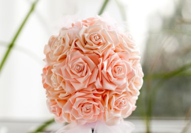 Pembe gül buketi düğün fotoğrafı