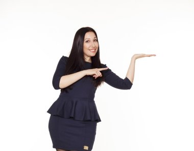 Bir şey onun elinde tutan güzel genç iş kadını