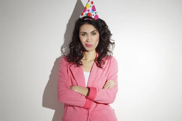 Beautiful woman celebrating her birthday — Stock Photo, Image