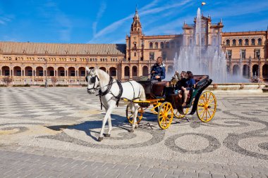 Plaza de Espana insanlar. Sevilla, İspanya