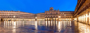 Plaza Mayor, gece, Salamanca, İspanya