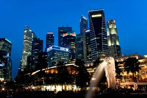 La fontaine Merlion à Singapour — Photo