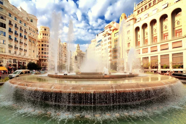 Fountain in main square, Valencia, Spain — Stock Photo, Image