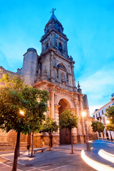 Kilise San Miguel, gün batımı manzarası. Bir Jerez de la Frontera, İspanya — Stok fotoğraf