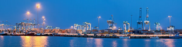 ALGECIRAS, SPAIN - NOVEMBER 22: Container terminal in the industrial port of Algeciras. November 22, 2014 in Algeciras, Andalusia, Spain