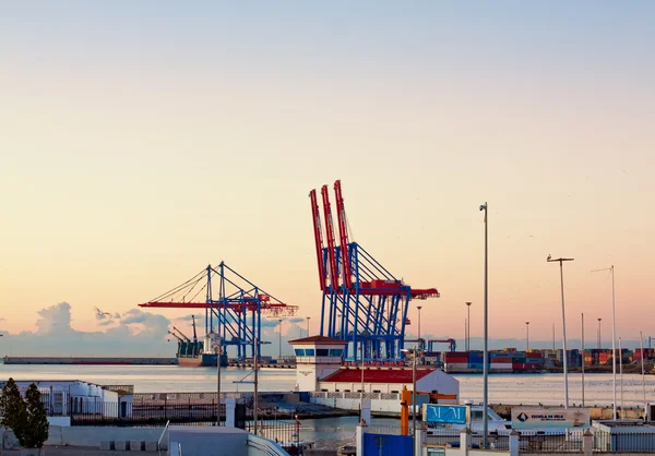 Container terminal in the industrial port of Malaga — Stock Photo, Image