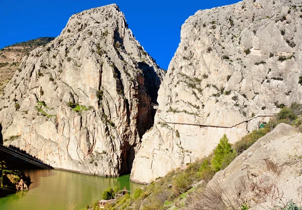 Royal Trail (El Caminito del Rey) in gorge Chorro, Malaga — Stock Photo, Image