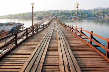 old wooden bridge Mon in Sangkhla Buri, province Kanchanaburi, T