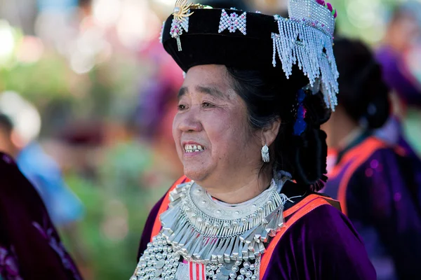 Women in national costumes during Spring Festival (Chinese New Year) in village of Lisu, province of Mae Hong Son, ThailandSU, — ストック写真