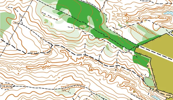 Detailní fragment barevné abstraktní vektorové topografické mapy — Stockový vektor