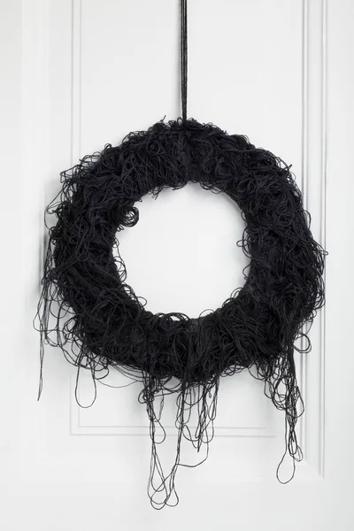 Black halloween twig wreath — Stock Photo, Image