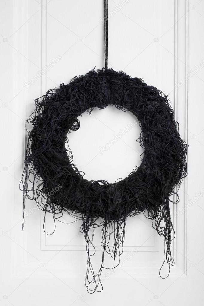 Black halloween twig wreath