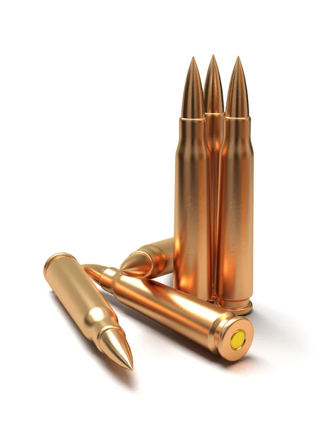 Rifle bullets over white background — Stock Photo, Image