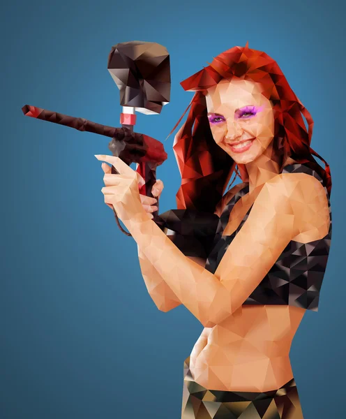 Low Poly Portrait of a Paintball girl — Stock Photo, Image