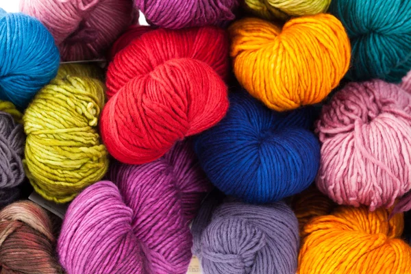 Colorful wool yarn balls — Stock Photo, Image