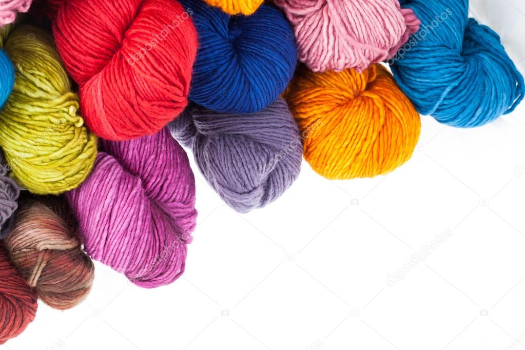 Colorful wool yarn balls