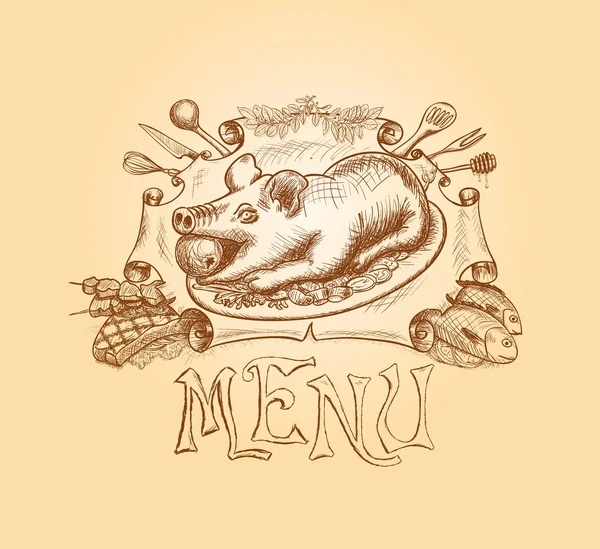 Diseño del título del menú dibujado a mano vectorial — Archivo Imágenes Vectoriales
