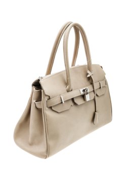 İzole üzerinde beyaz arka plan Creme bayan çanta.