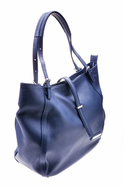 Синя жіноча сумка ізольована на білому тлі . — стокове фото