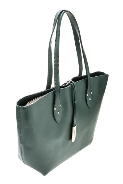 Sac femme vert isolé sur fond blanc . — Photo