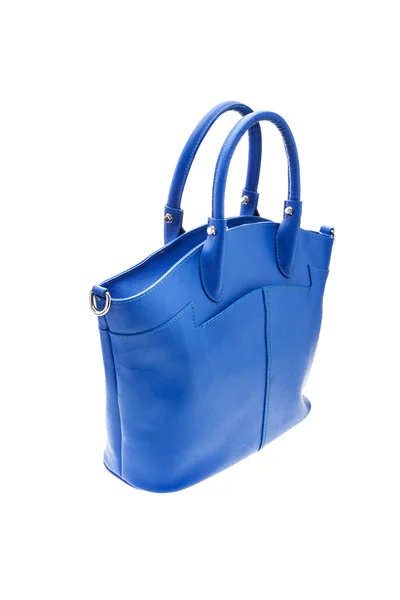 Kék női táska a elszigetelt fehér háttér. — Stock Fotó