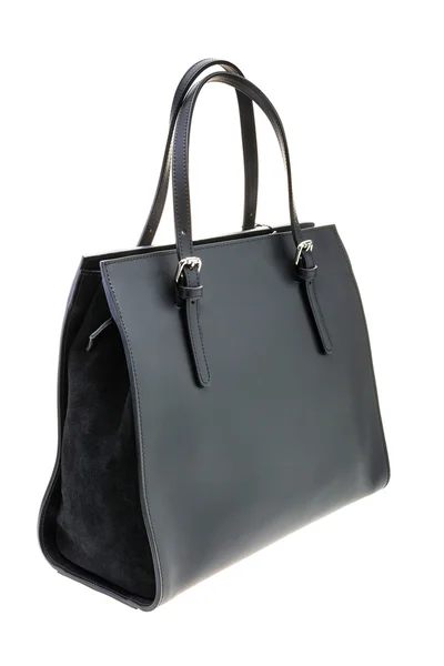 Fekete női táska elszigetelt fehér background. — Stock Fotó