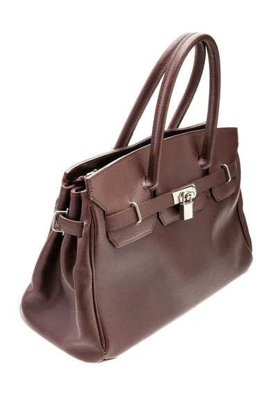 Sac femme marron isolé sur fond blanc . — Photo