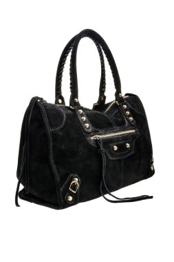 Beyaz arka plan üzerinde izole siyah bayan çanta.