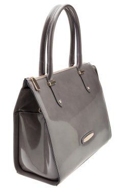 İzole üzerinde beyaz arka plan gri bayan çanta.