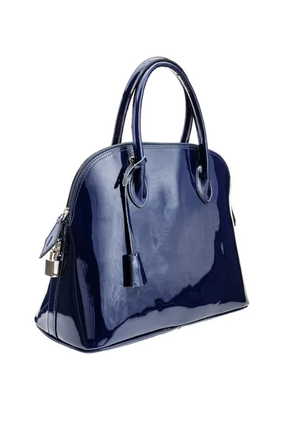 Kék női táska a elszigetelt fehér háttér. — Stock Fotó