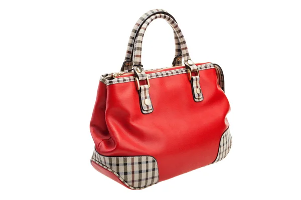 Piros női táska elszigetelt fehér background. — Stock Fotó