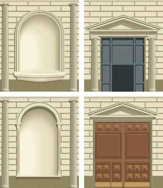 Elementos de fachada exterior clásicos — Archivo Imágenes Vectoriales