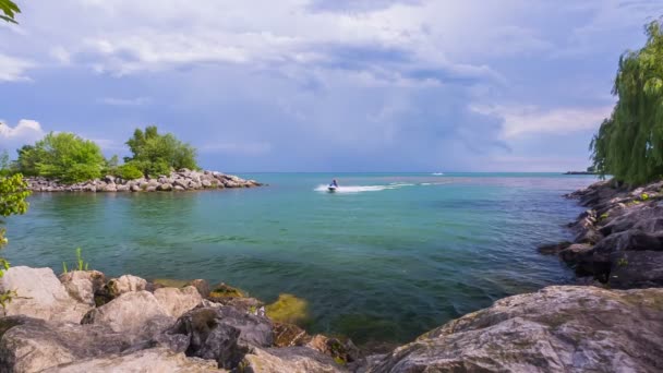 Man riding a personal water craft — Stock Video